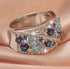 Dazzling Blue Turquoise 18K White Gold-Plated 5A Cubic Zirconia Women Ring